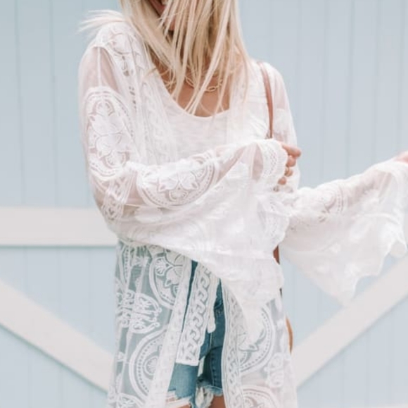 AMARYLLIS 🌟Medallion Embroidered Lace Kimono coverall - Picture 4 of 5